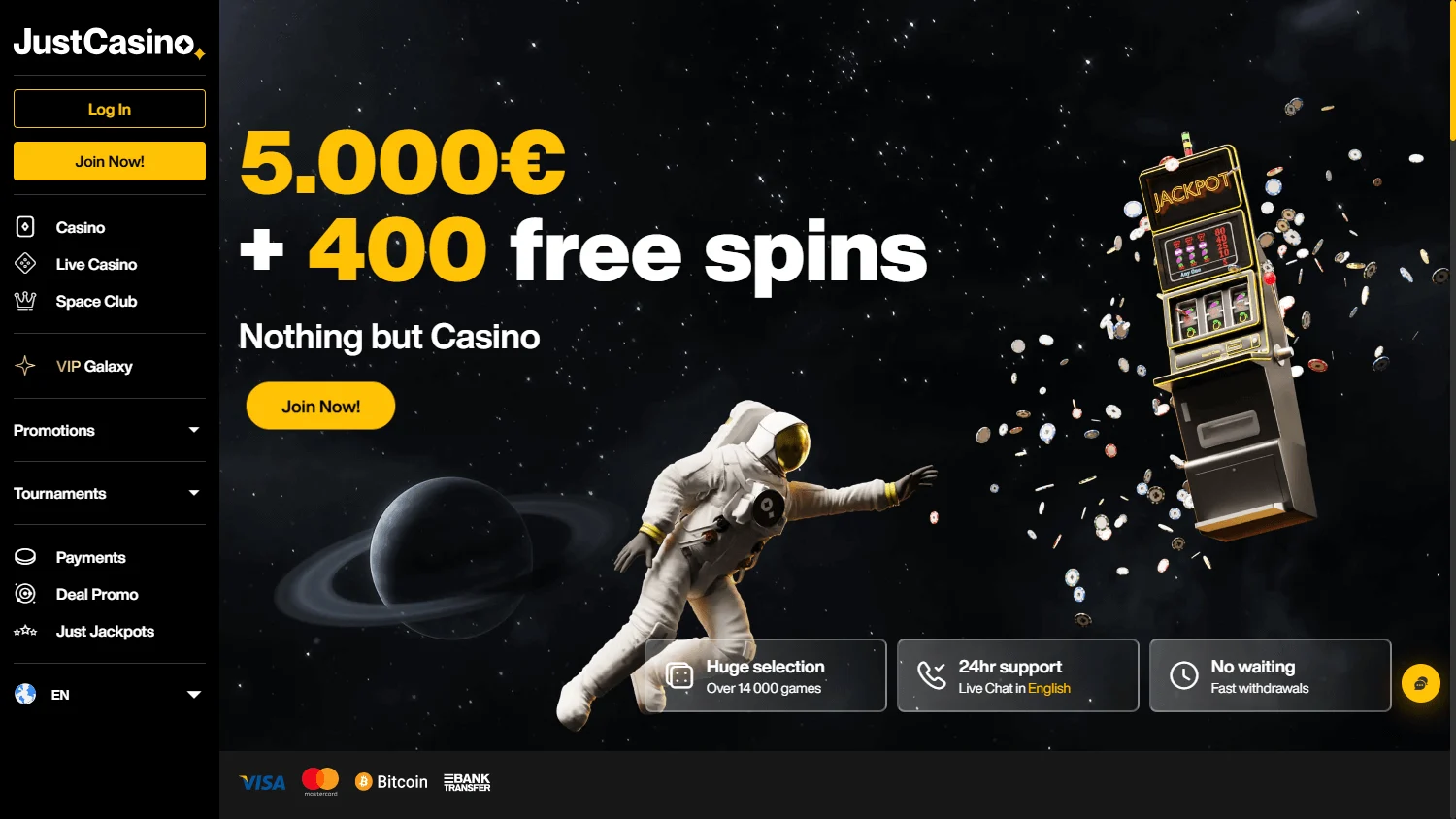 Q7 Casino home interface on desktop