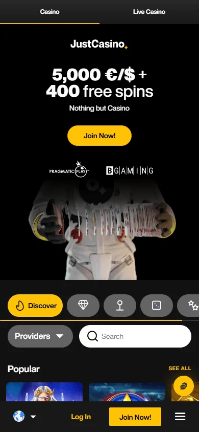Q7 Casino home interface on a mobile device